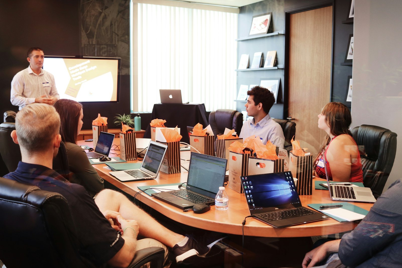 Team collaborating on a campaign landing page layout